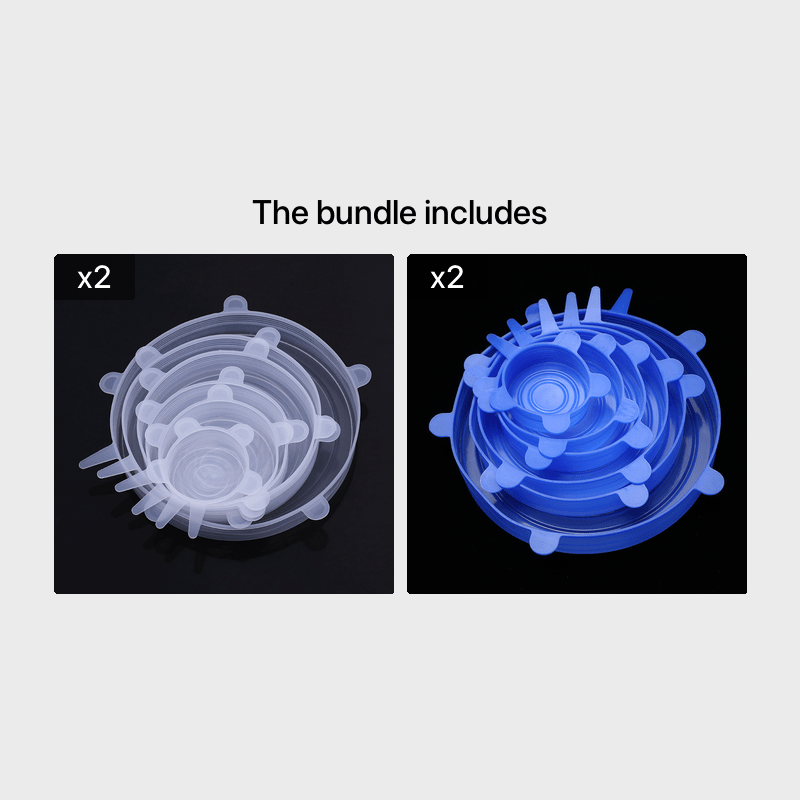 Lot de 6 couvercles élastiques en silicone, réutilisables et résistants, pour la conservation des aliments. Adaptés aux bols, 6 tailles différentes pour s'adapter à la plupart des récipients. Compatibles lave-vaisselle et réfrigérateur