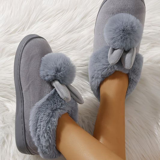 Chaussons d'intérieur pour femmes, pantoufles en peluche lapin mignonnes