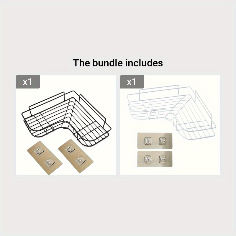 Étagère d'angle de douche en fonte (1 pièce) - Support de rangement mural sans perçage pour salle de bain, design en maille métallique noire pour un accès et une organisation faciles