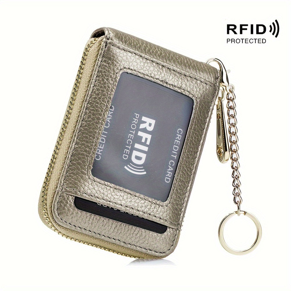 Porte-cartes RFID, portefeuille décontracté à plusieurs compartiments, étui à cartes zippé simple