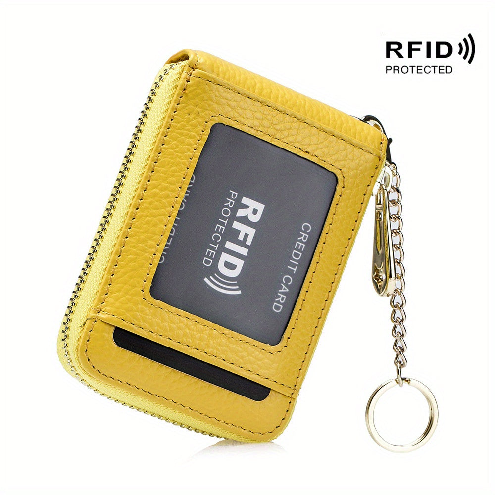 Porte-cartes RFID, portefeuille décontracté à plusieurs compartiments, étui à cartes zippé simple