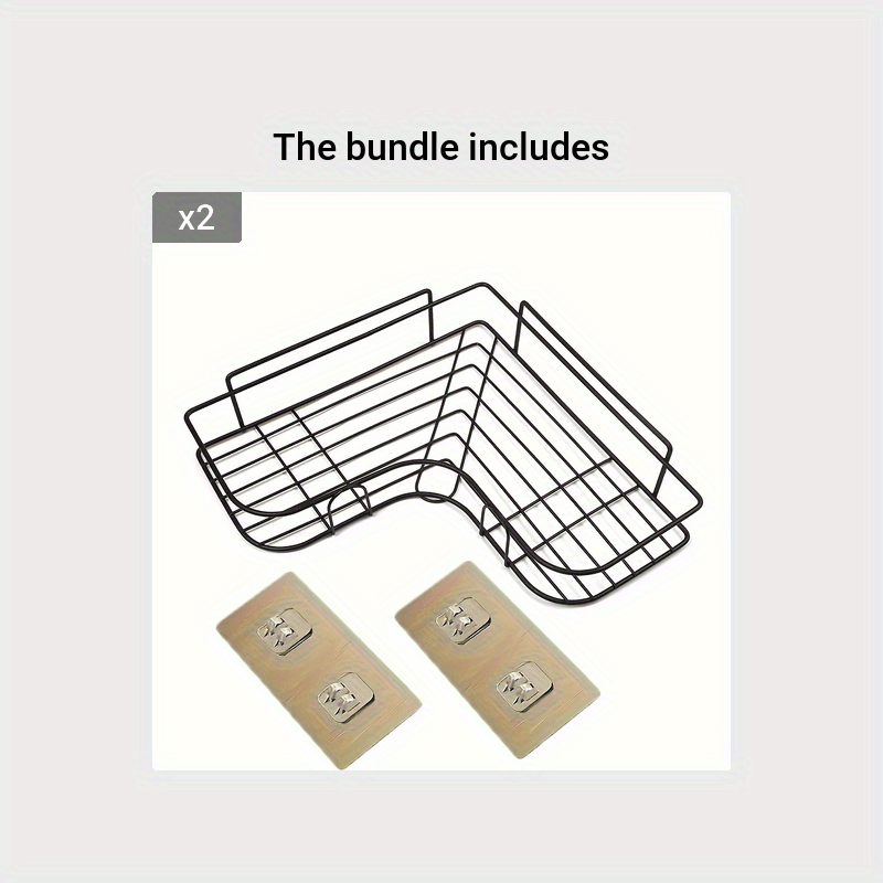 Étagère d'angle de douche en fonte (1 pièce) - Support de rangement mural sans perçage pour salle de bain, design en maille métallique noire pour un accès et une organisation faciles