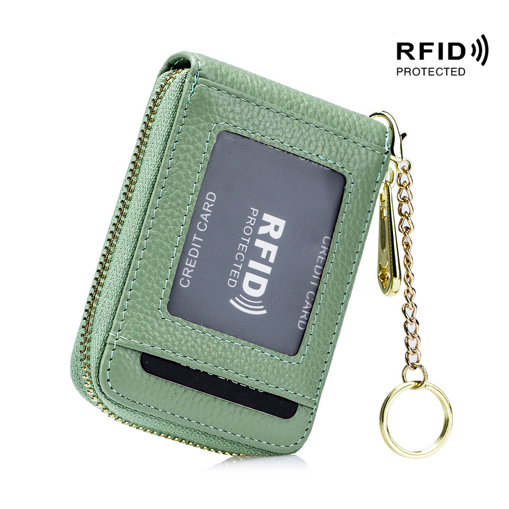 Porte-cartes RFID, portefeuille décontracté à plusieurs compartiments, étui à cartes zippé simple