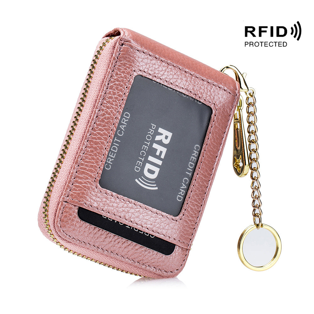 Porte-cartes RFID, portefeuille décontracté à plusieurs compartiments, étui à cartes zippé simple