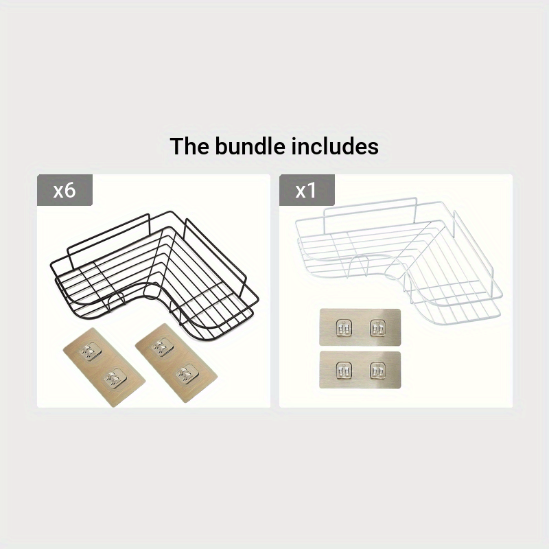 Étagère d'angle de douche en fonte (1 pièce) - Support de rangement mural sans perçage pour salle de bain, design en maille métallique noire pour un accès et une organisation faciles