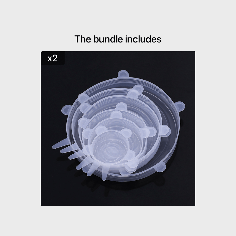 Lot de 6 couvercles élastiques en silicone, réutilisables et résistants, pour la conservation des aliments. Adaptés aux bols, 6 tailles différentes pour s'adapter à la plupart des récipients. Compatibles lave-vaisselle et réfrigérateur
