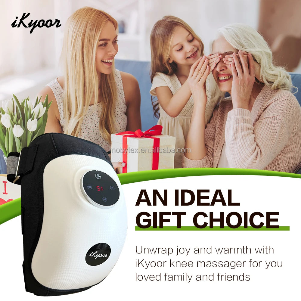 Appareil de massage des genoux rechargeable par USB avec thérapie par la chaleur et les vibrations pour soulager les douleurs aux épaules et aux coudes