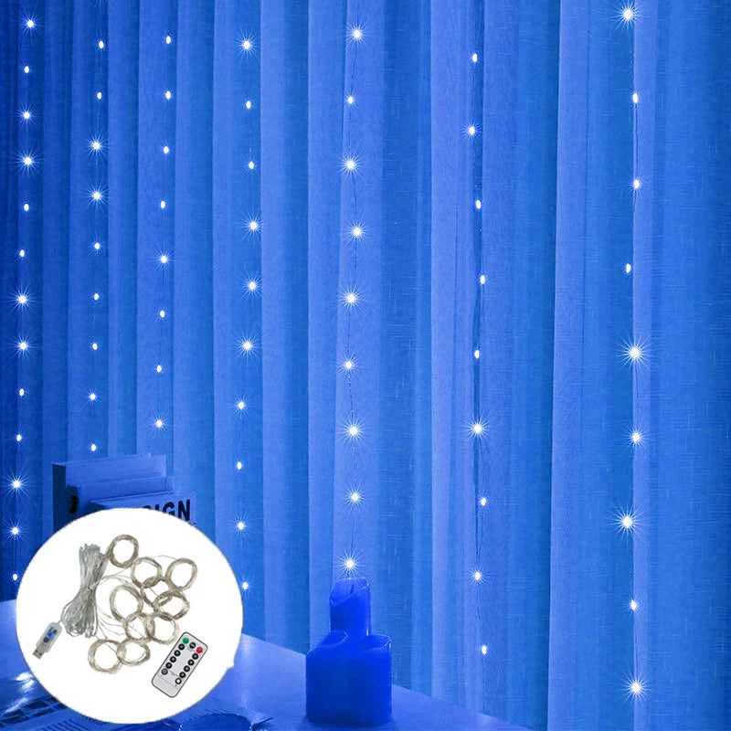 Guirlande lumineuse LED rideau, 8 modes, alimentation USB, télécommande, étanche, guirlande féérique, éclairage festif, décoration de mariage et de Noël