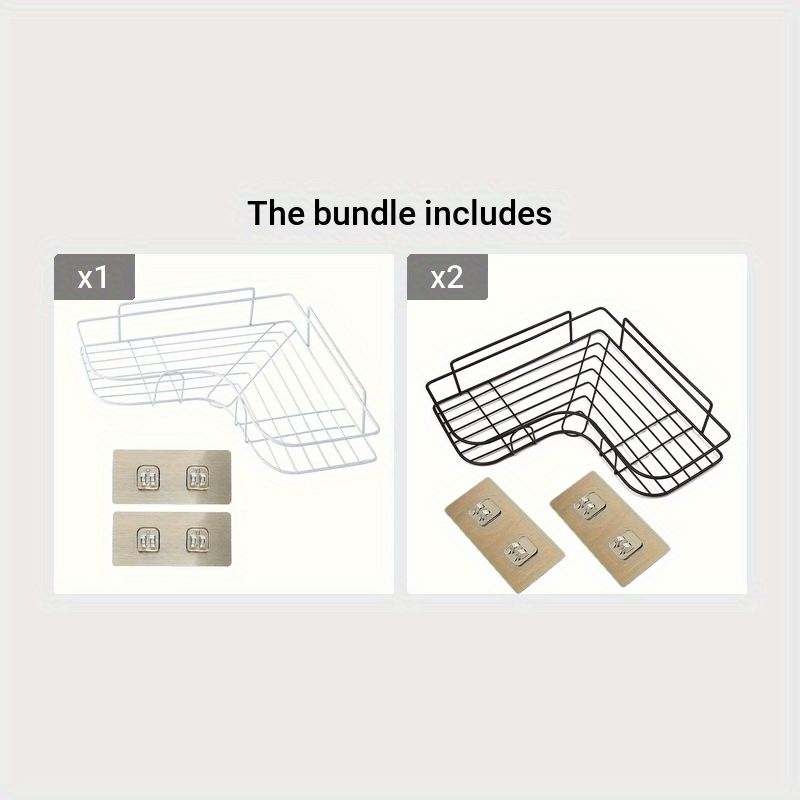 Étagère d'angle de douche en fonte (1 pièce) - Support de rangement mural sans perçage pour salle de bain, design en maille métallique noire pour un accès et une organisation faciles