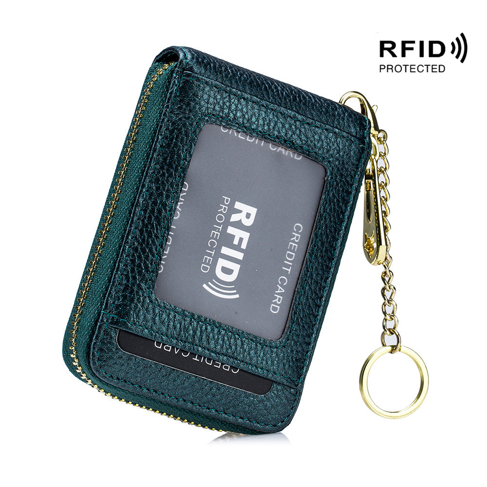 Porte-cartes RFID, portefeuille décontracté à plusieurs compartiments, étui à cartes zippé simple